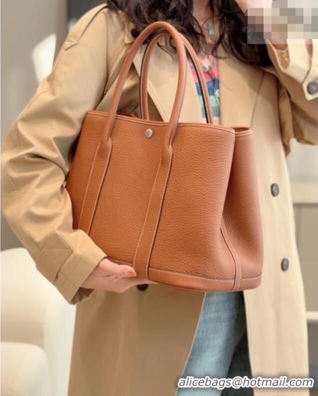 Super Quality Hermes Garden Party Bag 36cm in Grained Leather 31002 Golden Brown 2026 (Half Handmade)