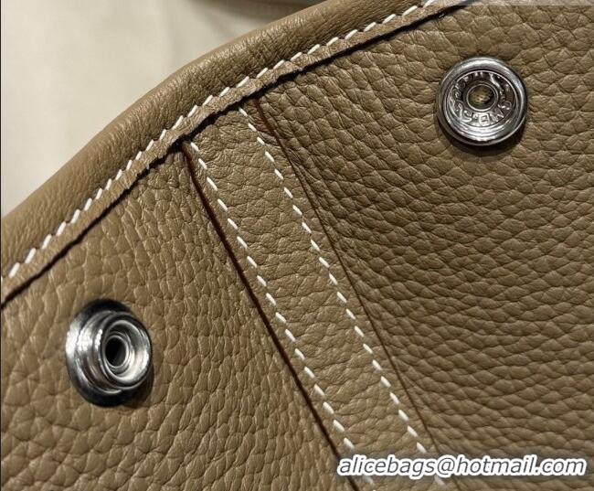 Shop Discount Hermes Garden Party Bag 36cm in Grained Leather 31002 Elephant Grey 2026 (Half Handmade)