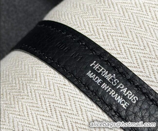 Well Crafted Hermes Garden Party Bag 36cm in Grained Leather 31002 Black/Silver 2026 (Half Handmade)