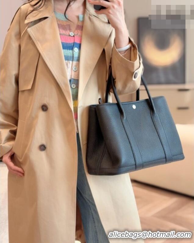 Well Crafted Hermes Garden Party Bag 36cm in Grained Leather 31002 Black/Silver 2026 (Half Handmade)