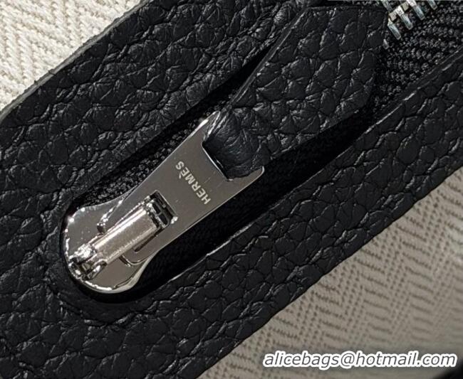 Well Crafted Hermes Garden Party Bag 36cm in Grained Leather 31002 Black/Silver 2026 (Half Handmade)