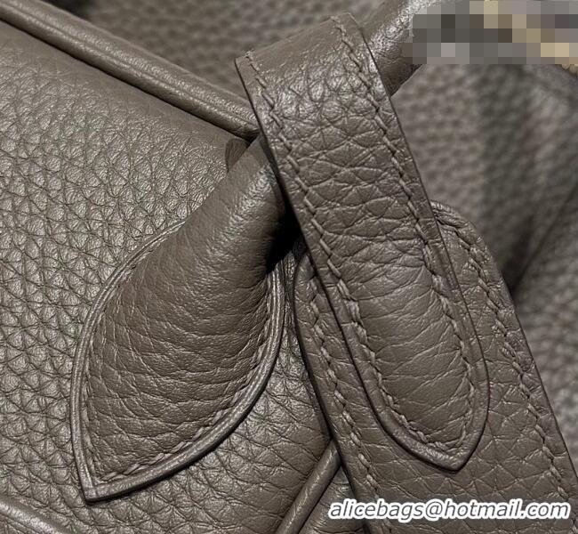 Top Quality Hermes Lindy Bag 26cm in Clemence Leather 31012 Tin Grey 2026 (Half Handmade)