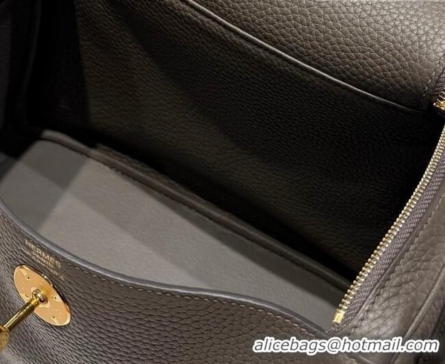 Top Quality Hermes Lindy Bag 26cm in Clemence Leather 31012 Tin Grey 2026 (Half Handmade)