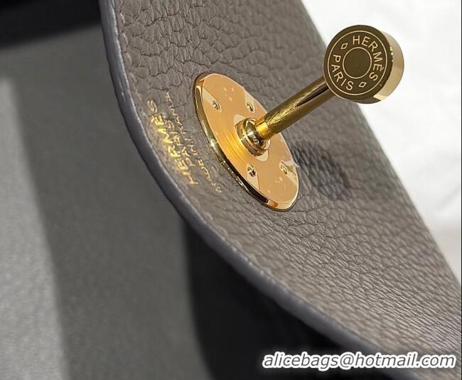 Top Quality Hermes Lindy Bag 26cm in Clemence Leather 31012 Tin Grey 2026 (Half Handmade)