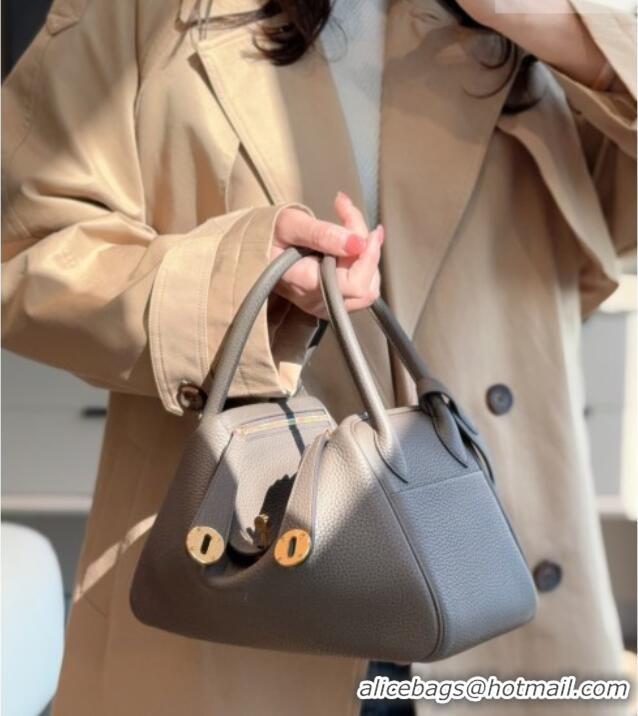 Top Quality Hermes Lindy Bag 26cm in Clemence Leather 31012 Tin Grey 2026 (Half Handmade)