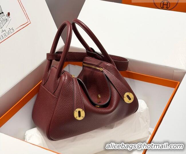 Trendy Design Hermes Lindy Bag 26cm in Clemence Leather 31012 Saddle Red 2026 (Half Handmade)