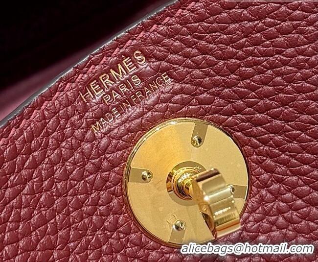 Trendy Design Hermes Lindy Bag 26cm in Clemence Leather 31012 Saddle Red 2026 (Half Handmade)