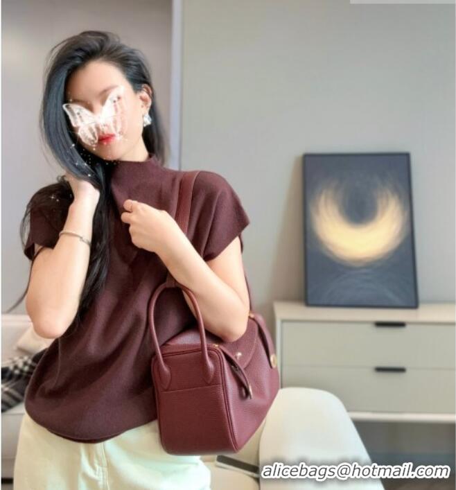 Trendy Design Hermes Lindy Bag 26cm in Clemence Leather 31012 Saddle Red 2026 (Half Handmade)