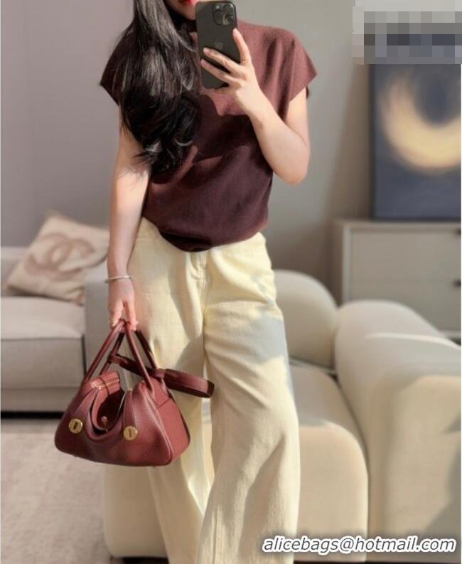 Trendy Design Hermes Lindy Bag 26cm in Clemence Leather 31012 Saddle Red 2026 (Half Handmade)