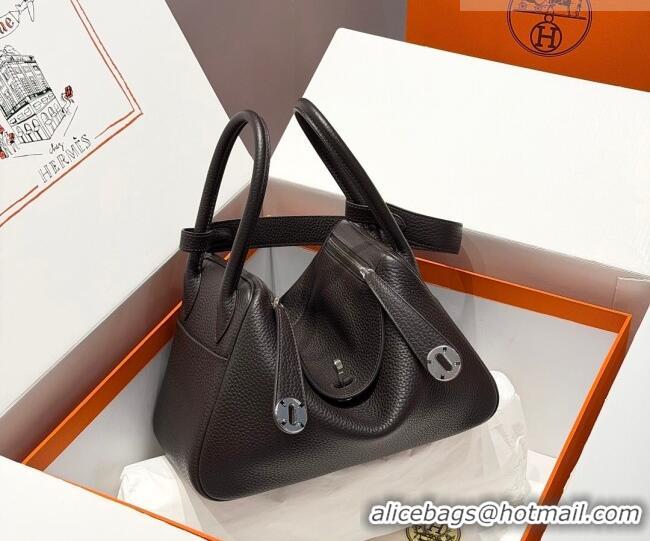 Luxury Cheap Hermes Lindy Bag 26cm in Clemence Leather 31012 Ebony 2026 (Half Handmade)