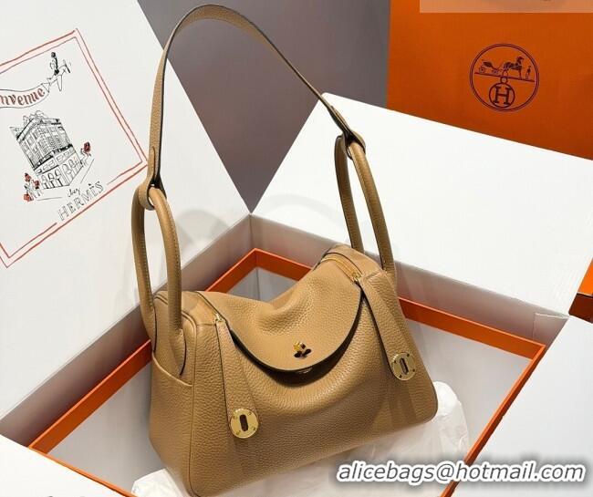 Luxury Discount Hermes Lindy Bag 26cm in Clemence Leather 31012 Biscuits Beige 2026 (Half Handmade)
