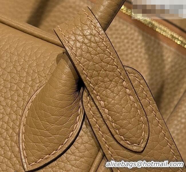 Luxury Discount Hermes Lindy Bag 26cm in Clemence Leather 31012 Biscuits Beige 2026 (Half Handmade)