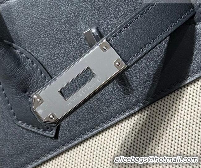 Famous Brand Hermes Birkin 35cm Bag in Canvas and Swift Calfskin Leather H0035 Slate Grey/Silver 2026