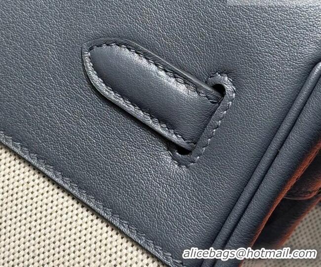 Famous Brand Hermes Birkin 35cm Bag in Canvas and Swift Calfskin Leather H0035 Slate Grey/Silver 2026