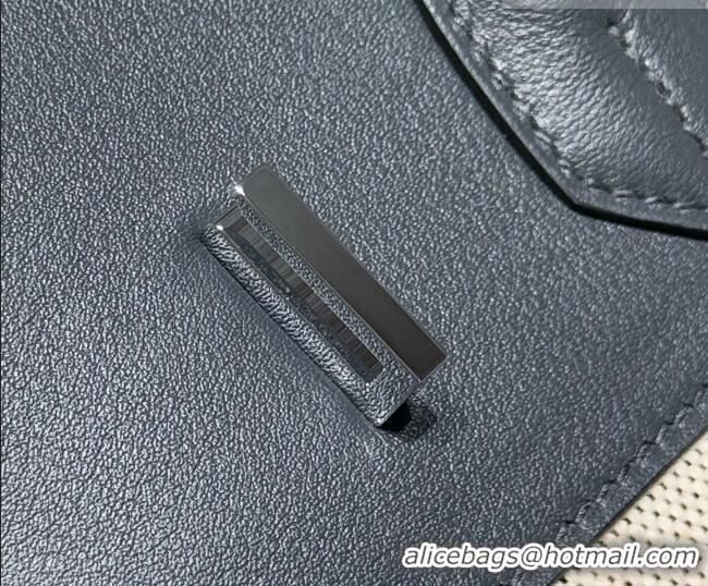 Famous Brand Hermes Birkin 35cm Bag in Canvas and Swift Calfskin Leather H0035 Slate Grey/Silver 2026