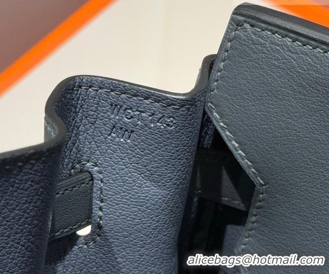 Famous Brand Hermes Birkin 35cm Bag in Canvas and Swift Calfskin Leather H0035 Slate Grey/Silver 2026