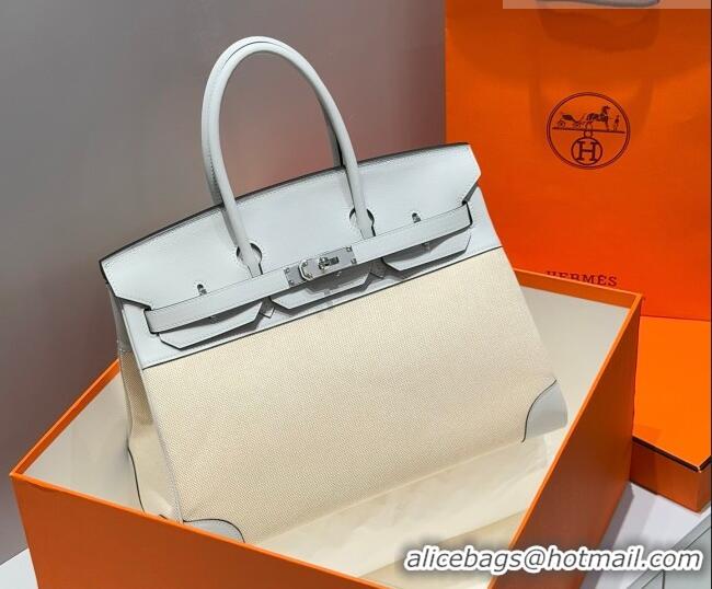 Trendy Design Hermes Birkin 35cm Bag in Canvas and Swift Calfskin Leather H0035 Puppet Grey 2026