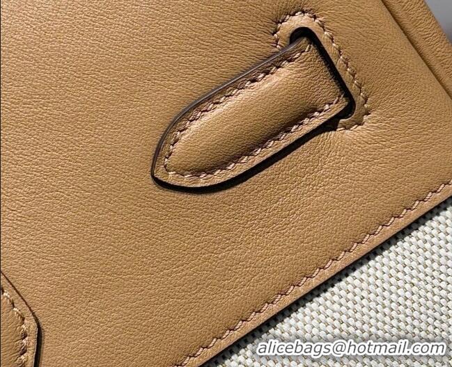 Good Looking Hermes Birkin 35cm Bag in Canvas and Swift Calfskin Leather H0035 Milk Tea 2026