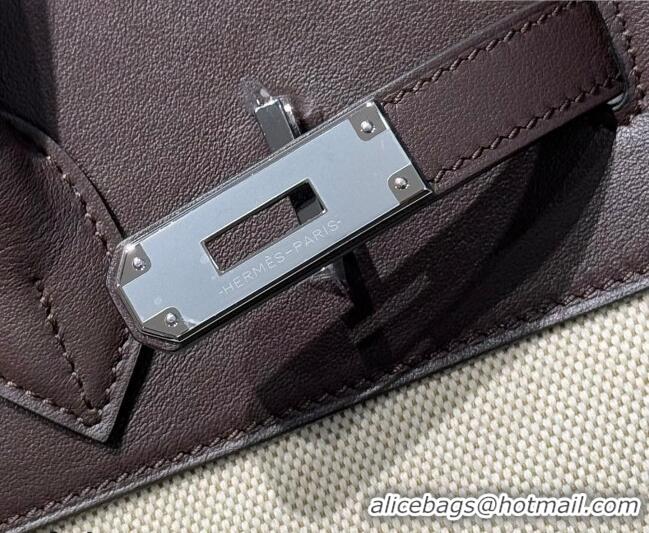 Traditional Discount Hermes Birkin 35cm Bag in Canvas and Swift Calfskin Leather H0035 Ebony 2026