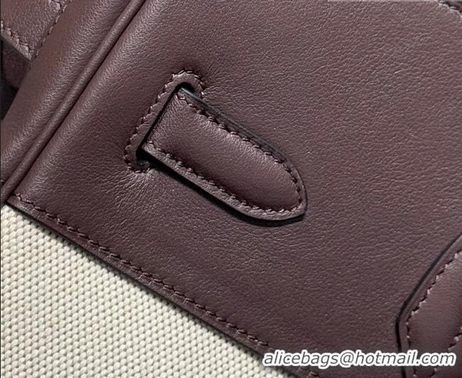 Traditional Discount Hermes Birkin 35cm Bag in Canvas and Swift Calfskin Leather H0035 Ebony 2026