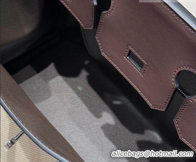 Traditional Discount Hermes Birkin 35cm Bag in Canvas and Swift Calfskin Leather H0035 Ebony 2026
