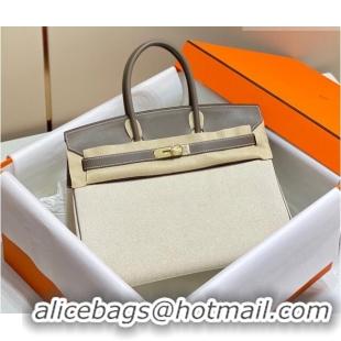 Low Cost Hermes Birkin 35cm Bag in Canvas and Swift Calfskin Leather H0035 Elephant Grey 2026