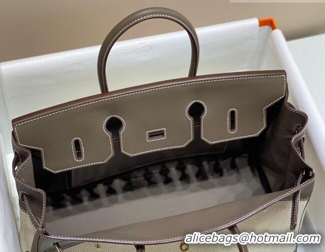 Low Cost Hermes Birkin 35cm Bag in Canvas and Swift Calfskin Leather H0035 Elephant Grey 2026