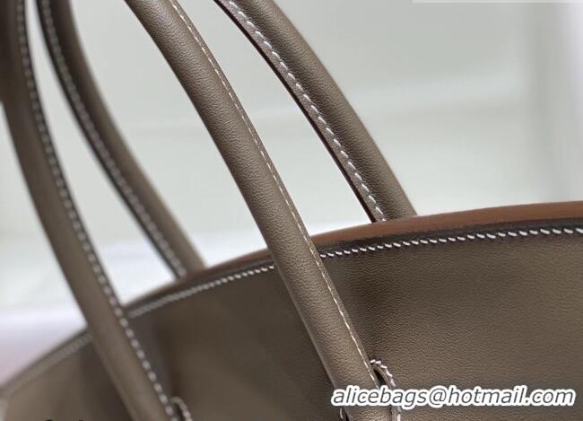 Low Cost Hermes Birkin 35cm Bag in Canvas and Swift Calfskin Leather H0035 Elephant Grey 2026