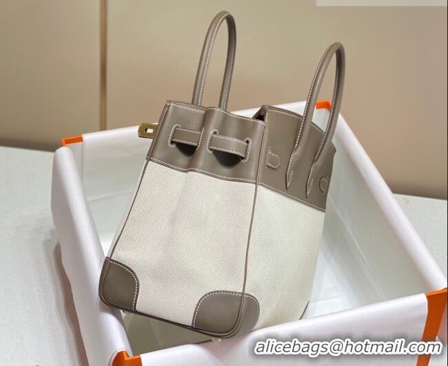 Low Cost Hermes Birkin 35cm Bag in Canvas and Swift Calfskin Leather H0035 Elephant Grey 2026