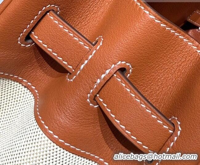 Top Design Hermes Birkin 35cm Bag in Canvas and Swift Calfskin Leather H0035 Brown/Silver 2026