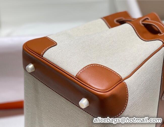 Best Quality Hermes Birkin 35cm Bag in Canvas and Swift Calfskin Leather H0035 Brown/Gold 2026