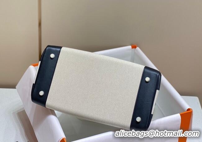 Luxury Cheap Hermes Birkin 35cm Bag in Canvas and Swift Calfskin Leather H0035 Black/Gold 2026