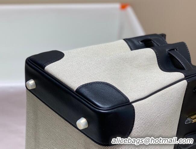 Luxury Cheap Hermes Birkin 35cm Bag in Canvas and Swift Calfskin Leather H0035 Black/Gold 2026