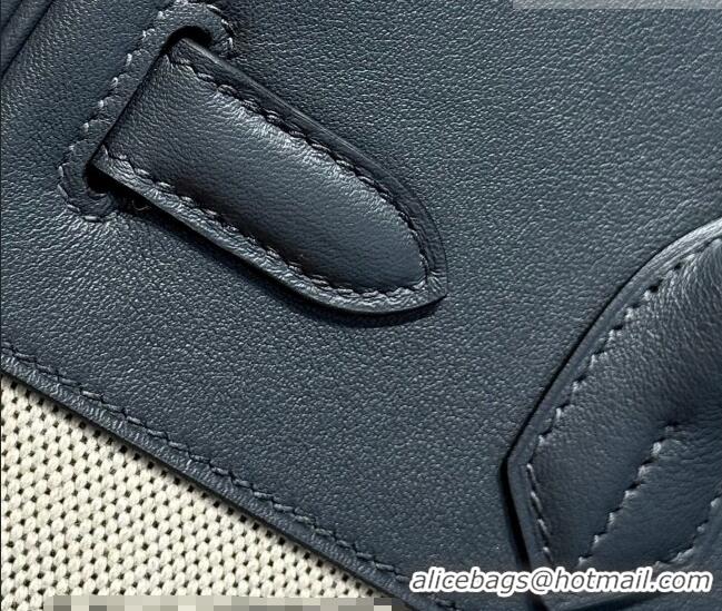 Best Quality Hermes Birkin 30cm Bag in Canvas and Swift Calfskin Leather H0030 Slate Grey/Silver 2026