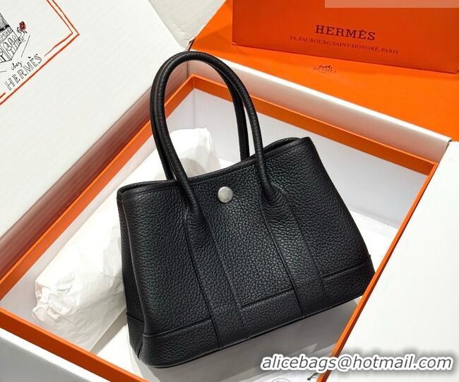 Famous Brand Hermes Garden Party Mini Bag 23cm in Negonda Leather 31032 Black/Silver 2026 (Half Handmade)