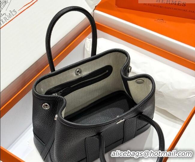 Famous Brand Hermes Garden Party Mini Bag 23cm in Negonda Leather 31032 Black/Silver 2026 (Half Handmade)