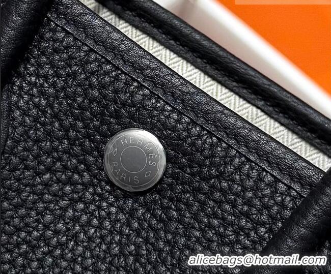 Famous Brand Hermes Garden Party Mini Bag 23cm in Negonda Leather 31032 Black/Silver 2026 (Half Handmade)