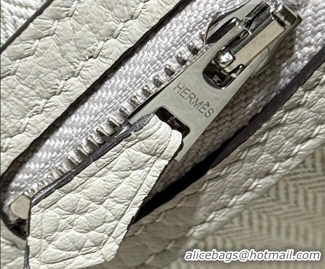 Grade Design Hermes Garden Party Mini Bag 23cm in Negonda Leather 31032 Cream White/Silver 2026 (Half Handmade)