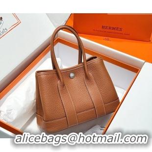 Market Sells Hermes Garden Party Mini Bag 23cm in Negonda Leather 31032 Brown/Silver 2026 (Half Handmade)