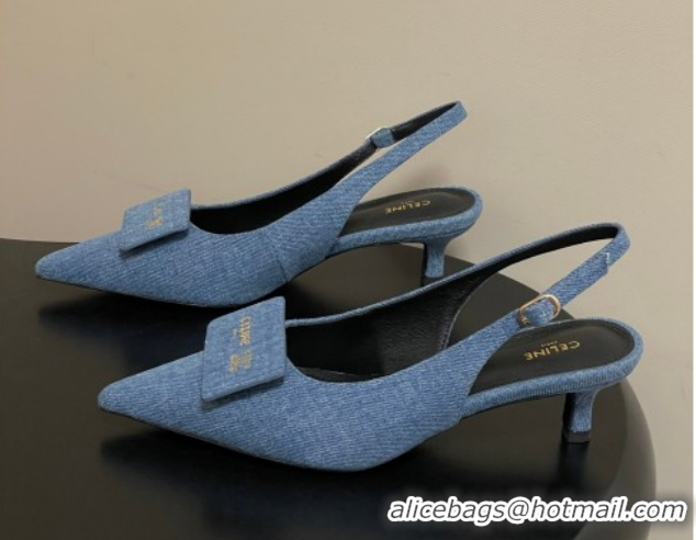 Buy Discount Celine Signature Slingbacks Pump 5cm in 0227001 Blue Denim 2026