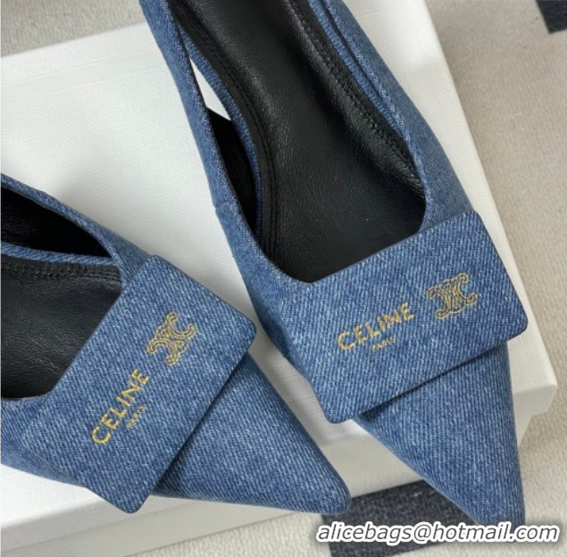 Buy Discount Celine Signature Slingbacks Pump 5cm in 0227001 Blue Denim 2026