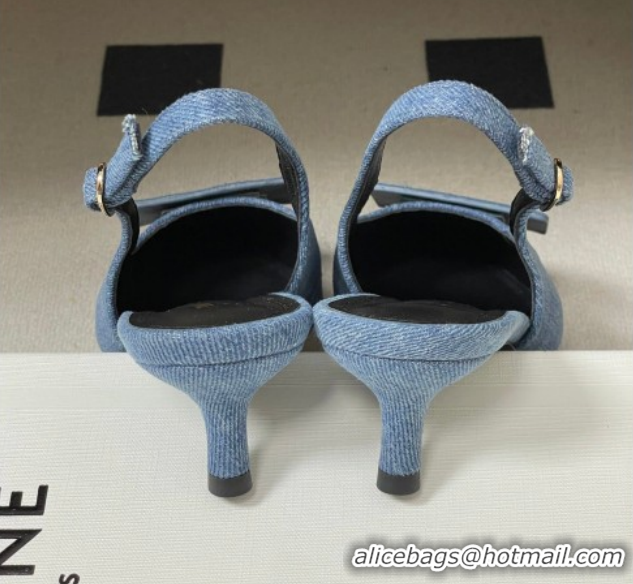 Buy Discount Celine Signature Slingbacks Pump 5cm in 0227001 Blue Denim 2026