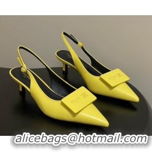 Best Price Celine Signature Slingbacks Pump 5cm in Lambskin Leather 0227002 Yellow 2026