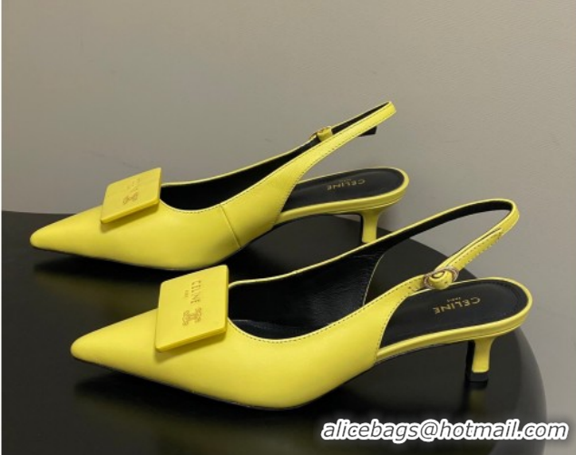 Best Price Celine Signature Slingbacks Pump 5cm in Lambskin Leather 0227002 Yellow 2026