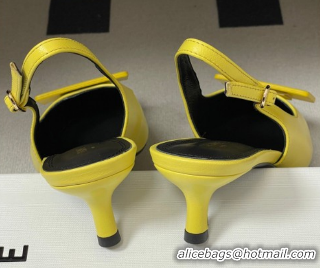 Best Price Celine Signature Slingbacks Pump 5cm in Lambskin Leather 0227002 Yellow 2026