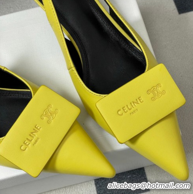 Best Price Celine Signature Slingbacks Pump 5cm in Lambskin Leather 0227002 Yellow 2026
