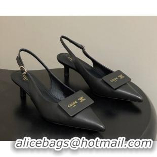 Purchase Celine Signature Slingbacks Pump 5cm in Lambskin Leather 0227003 Black 2026