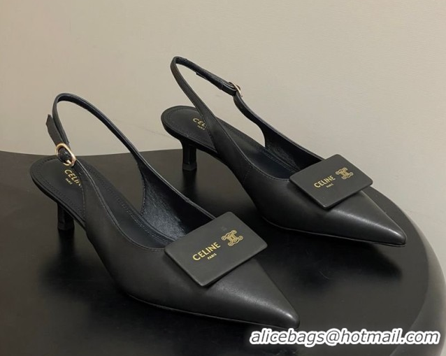 Purchase Celine Signature Slingbacks Pump 5cm in Lambskin Leather 0227003 Black 2026