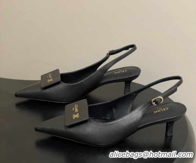 Purchase Celine Signature Slingbacks Pump 5cm in Lambskin Leather 0227003 Black 2026