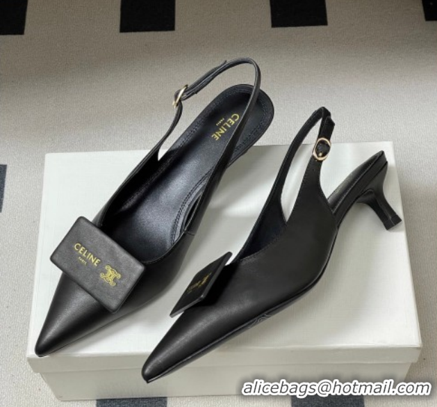Purchase Celine Signature Slingbacks Pump 5cm in Lambskin Leather 0227003 Black 2026
